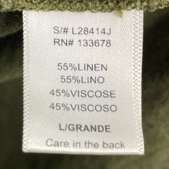 Love Tree Linen Jacket Blazer Olive Army Green Utility Jacket Size Large - Picture 4 of 5